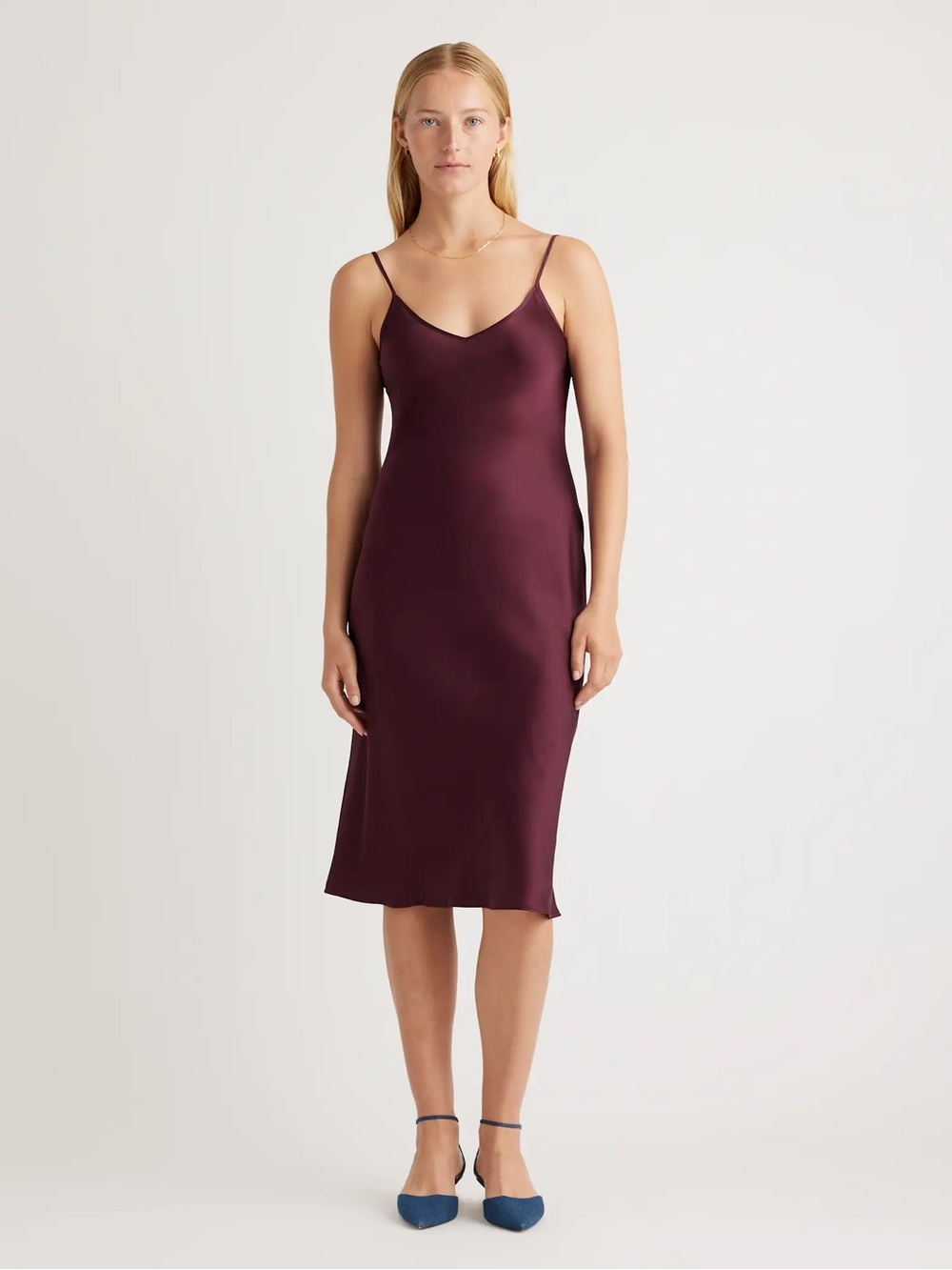 Quince 100% Washable Silk Slip Dress Wine Tasting Red Size M NWT